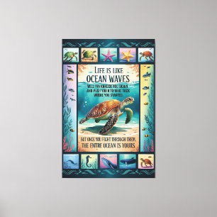 Inspirational Sea Turtle Ocean Poster “Life Is Lik Canvas Print