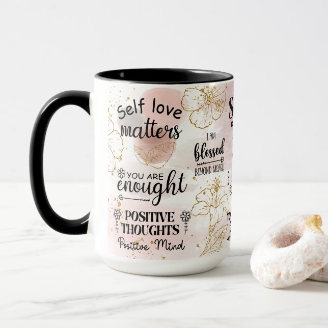 Inspirational Self Love Quotes Mug (With Donut)