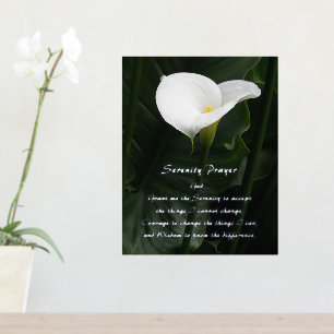 Inspirational Serenity Prayer Calla Lily Floral Foil Prints