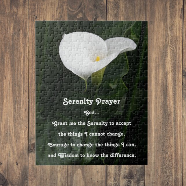 Inspirational Serenity Prayer Calla Lily Floral Jigsaw Puzzle (In Situ)