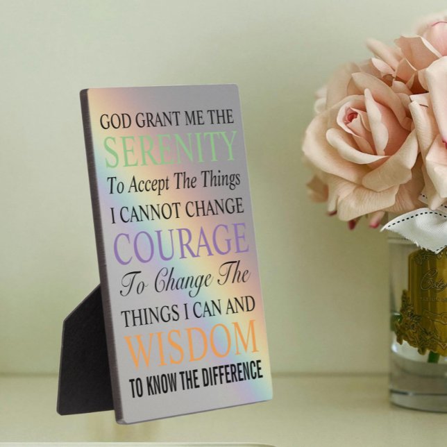 Inspirational Serenity Prayer Colourful Rainbow Plaque (In Situ)