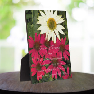 Inspirational Serenity Prayer Coneflowers Floral Plaque