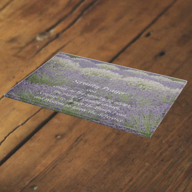 Inspirational Serenity Prayer Lavender Garden Cutting Board (In Situ)