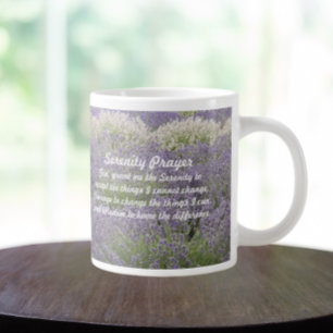 Inspirational Serenity Prayer Lavender Garden Large Coffee Mug
