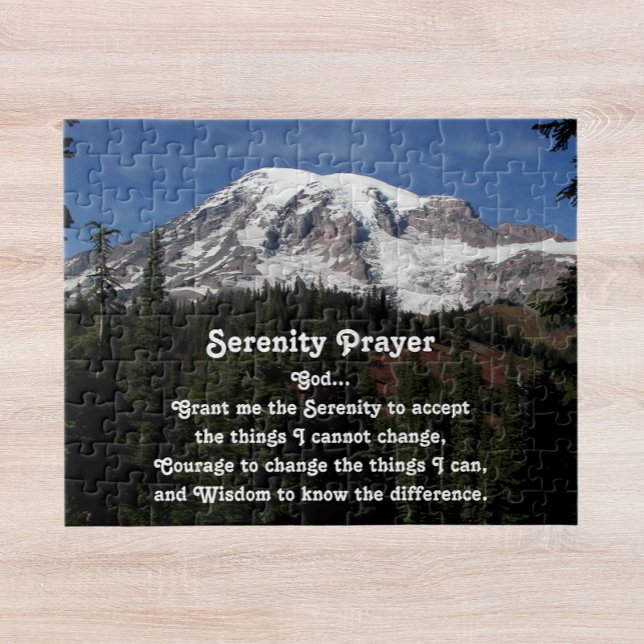 Inspirational Serenity Prayer Mount Rainier Jigsaw Puzzle (In Situ)