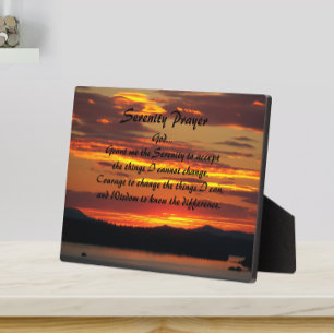 Inspirational Serenity Prayer Orange Sunset Plaque