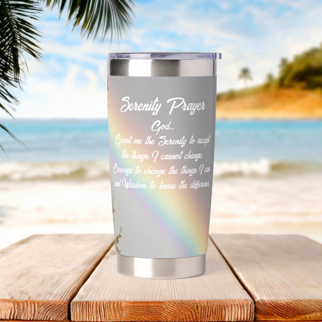 Inspirational Serenity Prayer Rainbow Insulated Tumbler (Beach)