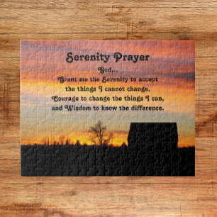 Inspirational Serenity Prayer Sunset Silhouette Jigsaw Puzzle