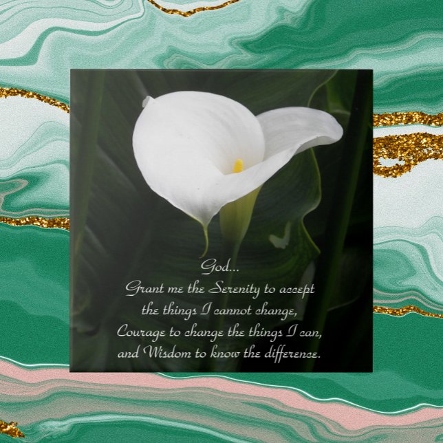 Inspirational Serenity Prayer White Calla Lily Tile (In Situ)