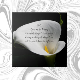 Inspirational Serenity Prayer White Calla Lily Tile