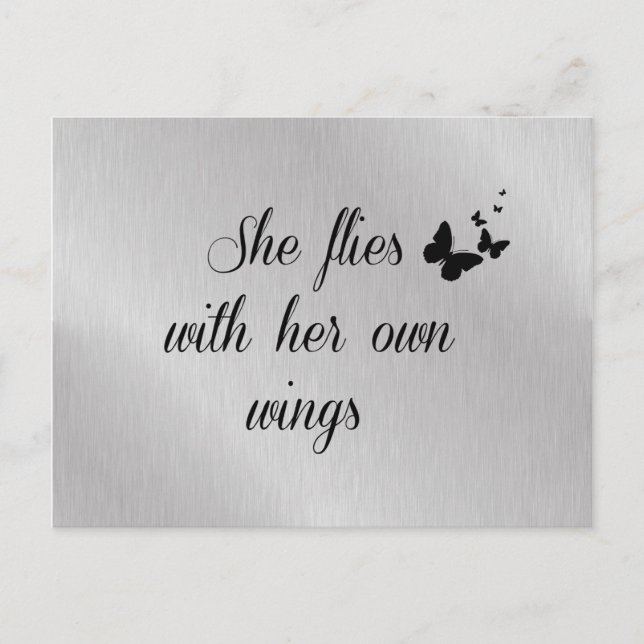 Inspirational She Flies with her own Wings Quote Postcard (Front)
