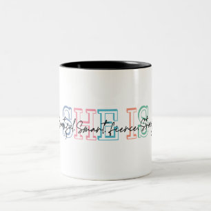 Inspirational She Is Beautiful Two-Tone Coffee Mug
