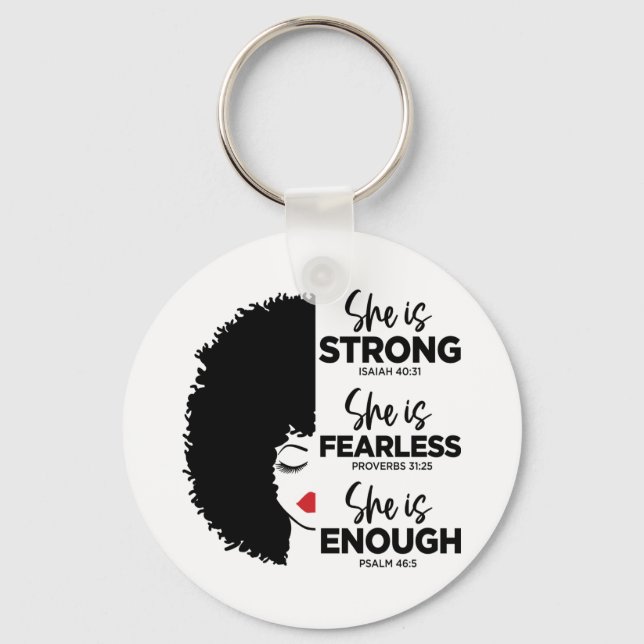 Inspirational She Is Button Keychain (Front)