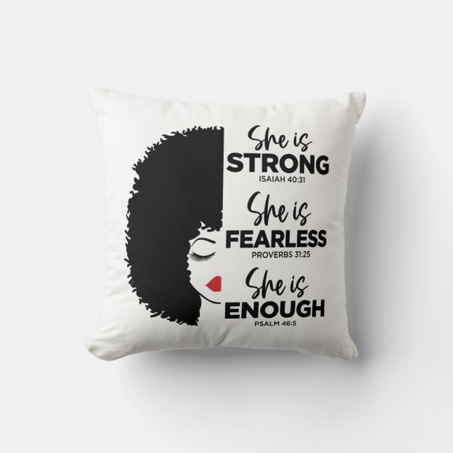 Inspirational She Is Throw Pillow (Front)