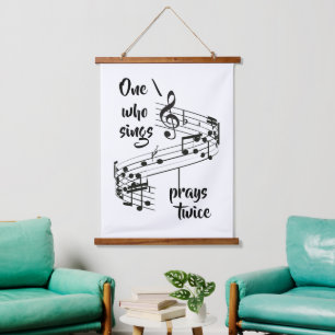 Inspirational Sing and Pray Quote Hanging Tapestry