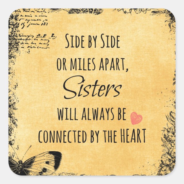 Inspirational Sister Quote Square Sticker (Front)