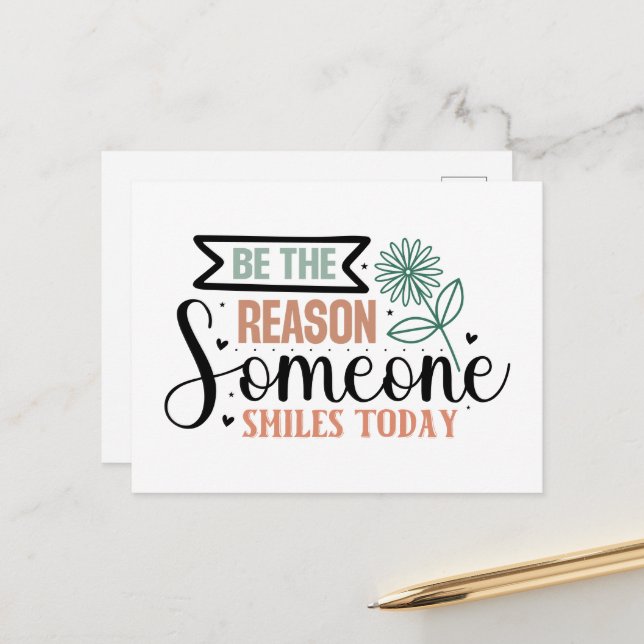 Inspirational smile reason word art  postcard (Front/Back In Situ)
