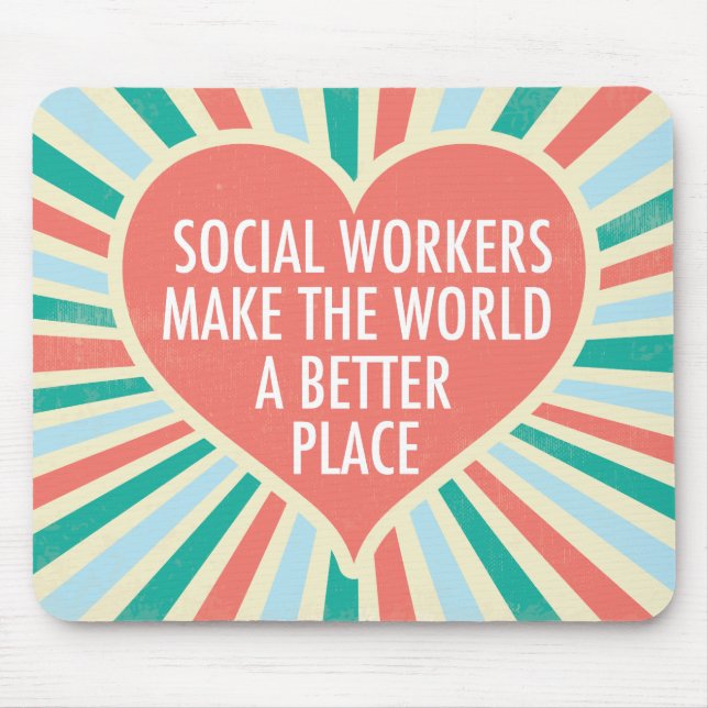 Inspirational Social Work Quote Heart Retro Colors Mouse Mat (Front)