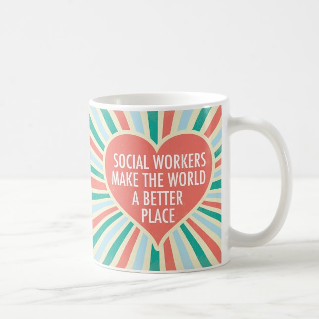 Inspirational Social Work Quote Heart Retro Colour Coffee Mug (Right)