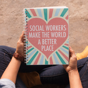 Inspirational Social Work Quote Heart Retro Colour Notebook