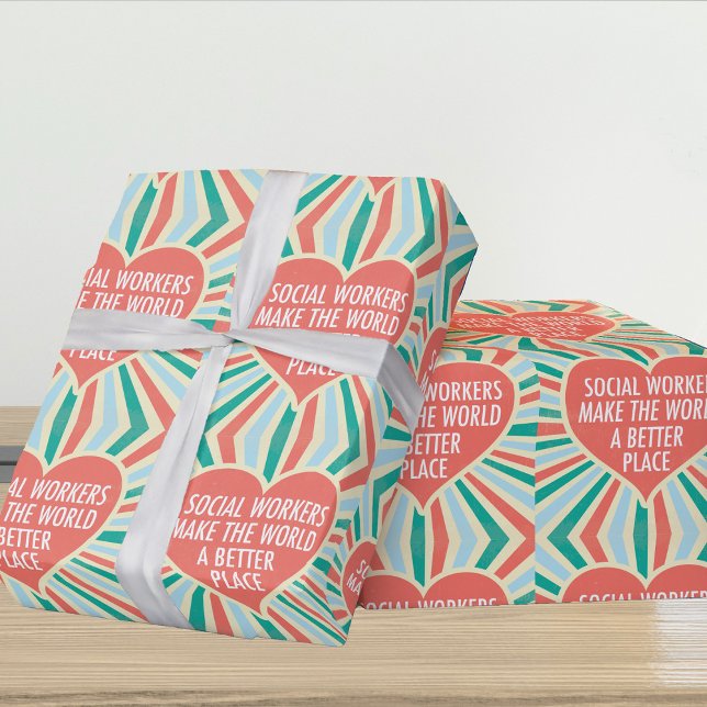 Inspirational Social Work Quote Heart Retro Colour Wrapping Paper (Creator Uploaded)
