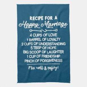 Inspirational Special Recipe For A Happy Marriage Tea Towel