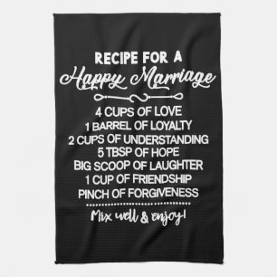 Inspirational Special Recipe For A Happy Marriage Tea Towel