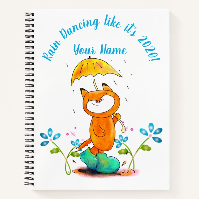 Inspirational Spring Fox with Umbrella Notebook (Front)