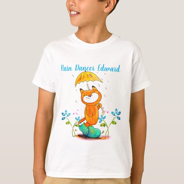 Inspirational Spring Fox with Umbrella T-Shirt (Front)