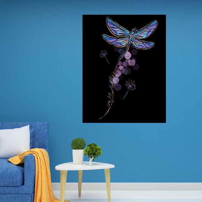 Inspirational Still I Rise Quote Dragonfly Floral Poster (Creator Uploaded)