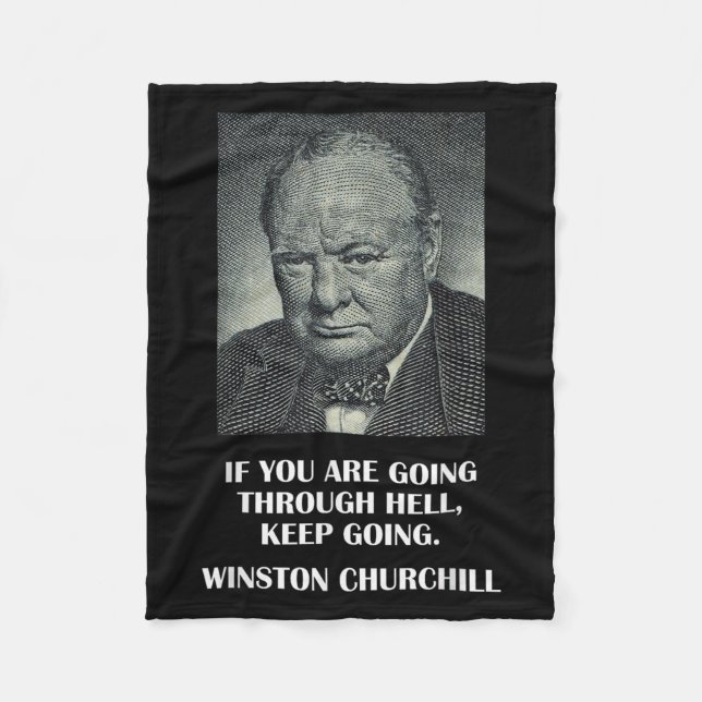 Inspirational Stoic Quote By Winston Churchill  Fleece Blanket (Front)