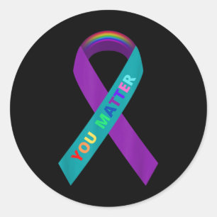 Inspirational Suicide Awareness Ribbon For Lgbtq C Classic Round Sticker