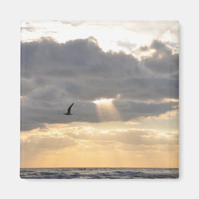Inspirational Sun Beams Hole In Clouds Magnet (Front)