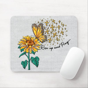 Inspirational Sunflower Butterfly Scripture Mouse Mat
