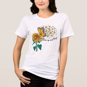 Inspirational Sunflower Butterfly Scripture Tri-Blend Shirt