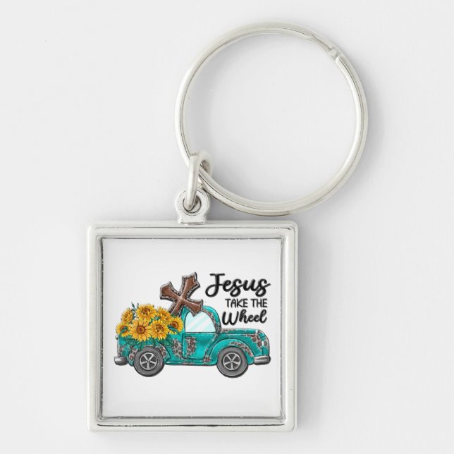 Inspirational Sunflower/Butterfly Sublimation Key Ring (Front)