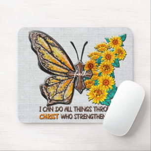 Inspirational Sunflower/Cross/Butterfly Mouse Mat