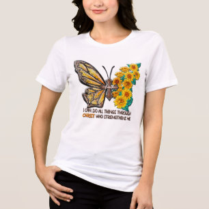 Inspirational Sunflower/Cross/Butterfly Tri-Blend Shirt
