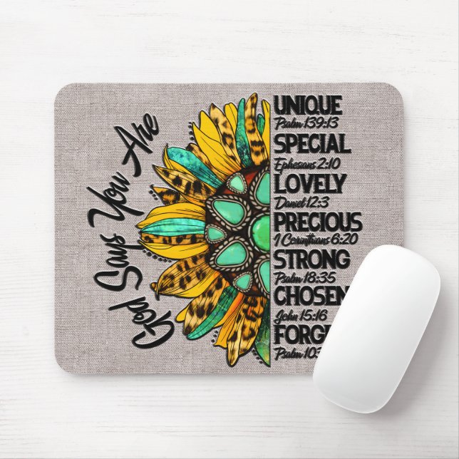 Inspirational Sunflower Scripture/Sublimation Mouse Mat (With Mouse)
