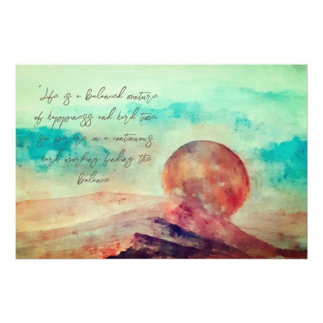 Inspirational Sunny Clouds and Desert Landscape Photo Print (Front)