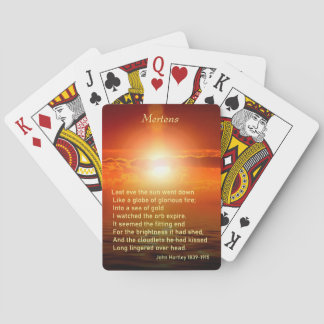 Inspirational Sunset Orange Gold Sky Sea Gold Poem Playing Cards