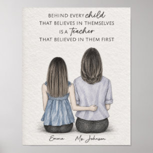 Inspirational Teacher and Student Graphite Poster