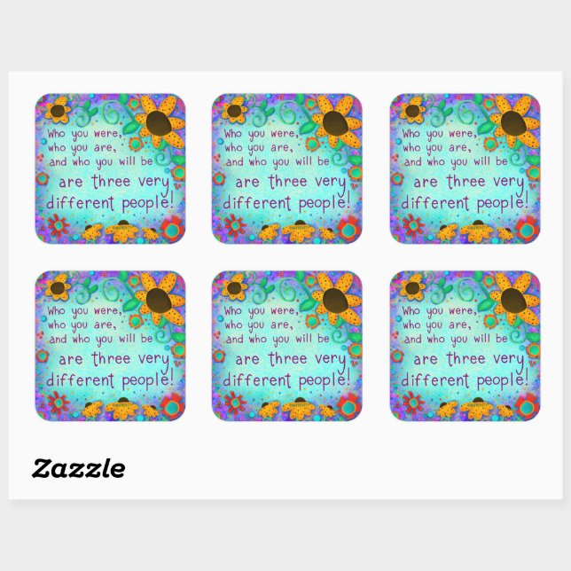 Inspirational Teal Floral Teacher Classroom  Square Sticker (Sheet)