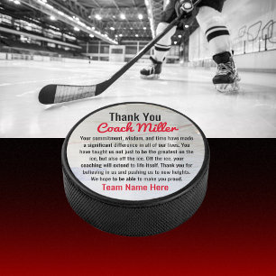 Inspirational Thank You Coach On Ice Hockey Rink  Hockey Puck