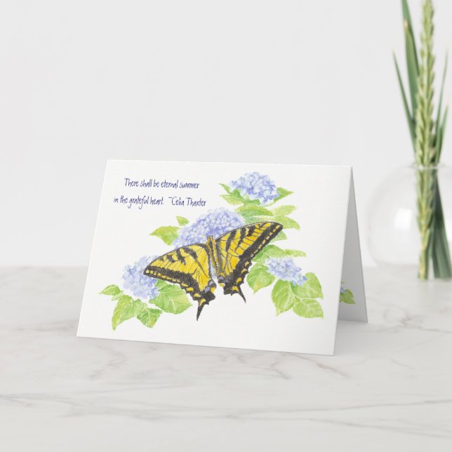 Inspirational Thankful Heart Eternal Summer Art Thank You Card (Front)