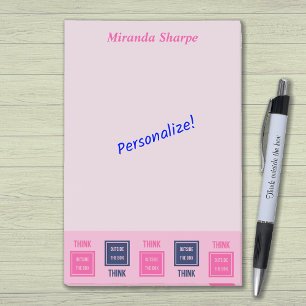 Inspirational think outside the box pink post-it notes