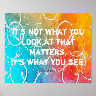 inspirational Thoreau quote poster  abstract art