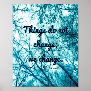 inspirational Thoreau quote poster on nature art