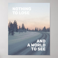 Inspirational Travel Quote Pink Grey Nature Photo