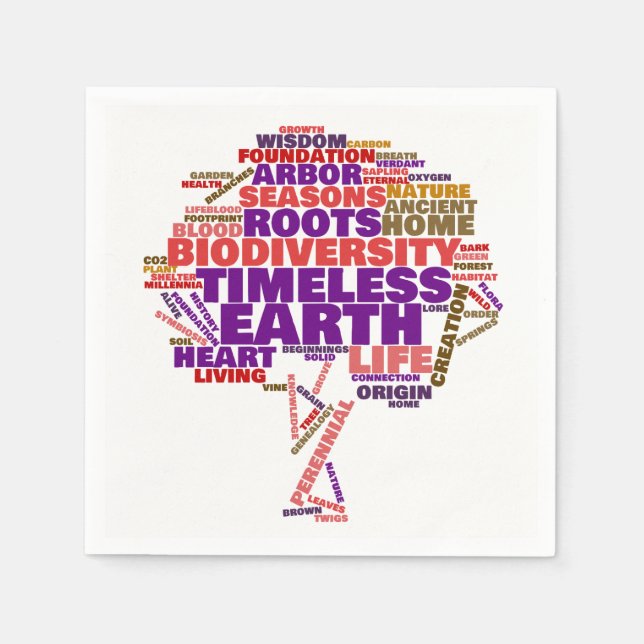 Inspirational Tree of Life Tag Cloud Napkin (Front)